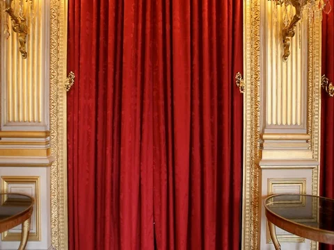 Steadicam pass through a curtain door Stock Footage 80472840