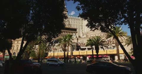 Steadicam shoot of the Eiffel Tower in Las Vegas  Stock Footage 52609606