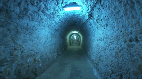 Steadicam shot of a salt mine cave Stock Footage 63022317