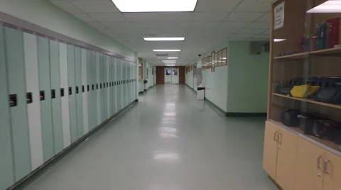 Steadicam Shot walking through high School Hallway Stock Footage