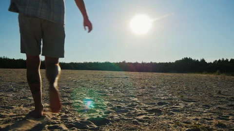 Steadicam slow motion shot: Young father runs the kite for him running his Stock Footage 65833098