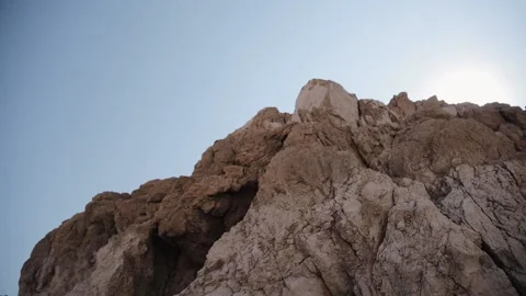 Steadicam stabilized shot of rock in desert. Beautiful landscape of Israel's Stock Footage 183394764
