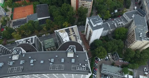 Steady Aerial View Of Rooftops. Overhead Shot Stock Footage 92717038