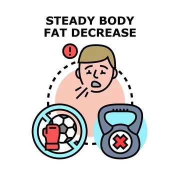 Steady body fat decrease requiring health changes concept Stock Illustration