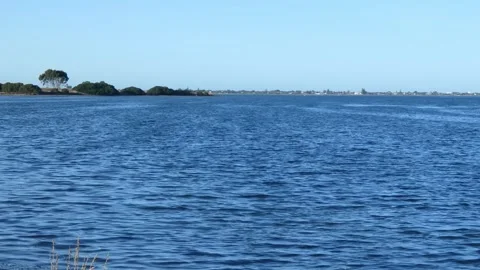Steady breeze creates nice water patterns at high tide in inky-blue 스톡 동영상 274623438