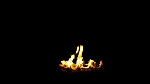 Steady Burning Floor Fire VFX Overlay on black background Stock Footage 324943239