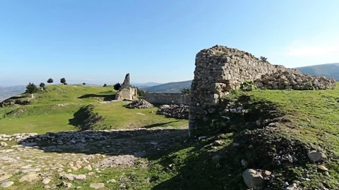 Steady cam shot, Personal perspective in Old medieval castle under UNESCO Stock Footage 70450497