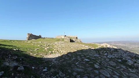 Steady cam shot, Personal perspective in Old medieval castle under UNESCO Stock Footage 70450587
