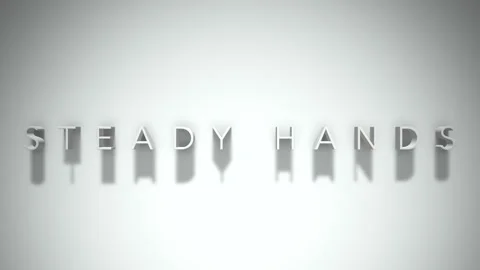 Steady hands 3D title animation white text on a white background Stock Footage 299380883