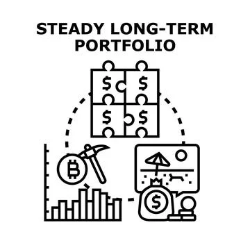 Steady long term diversified financial portfolio strategy Stock Illustration