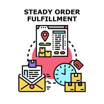 Steady order fulfillment process management and delivery Stock Illustration