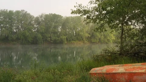 Steady on pond surface. Superficie del lago Stock Footage 129078790