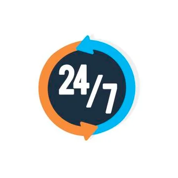 Steady Services 24 7 on white background. Vector illustration in trendy flat Stock Illustration