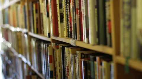 Steady shot of Bookshelf in Store Stock Footage 49112563