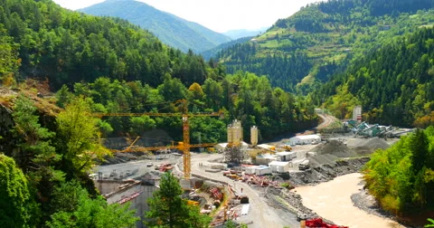 Steady shot of construction site in mountain Stock Footage 62471860