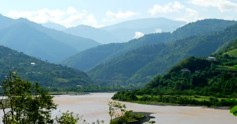 Steady shot of river in mountain valley 库存影片 62471439