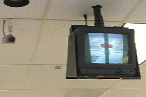 Steady Shot of Security Camera and CCTV of Building Entrance Stock Footage 144764