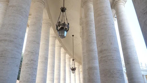 Steady up shot of a Vatican columns Stock Footage 86113867