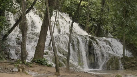 Steady shot of a waterfall in the forest Stock Footage 108658352
