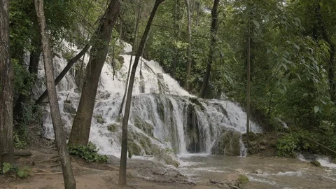 Steady shot of a waterfall in the forest Stock Footage 108658377