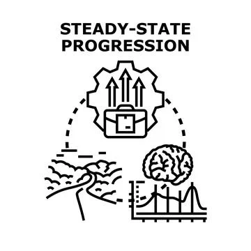 Steady state progression vector concept illustrating development Stock Illustration