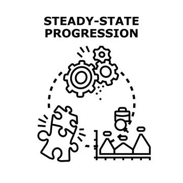 Steady state progression vector concept developing solution Stock Illustration