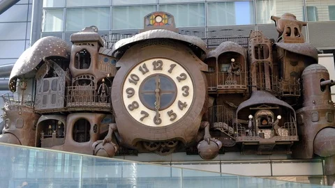 STEADY Studio Ghibli giant clock moving ... | Stock Video | Pond5