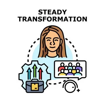 Steady transformation process creating business improvement success Stock Illustration
