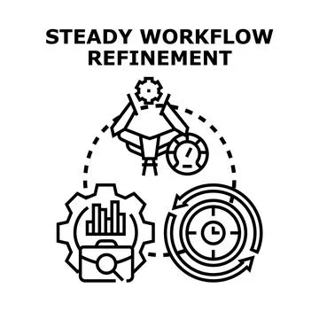 Steady workflow refinement process optimization cycle Stock Illustration