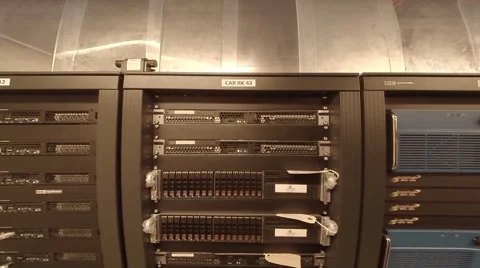 Steadycam downtilt over server interfaces Video stock 57763788