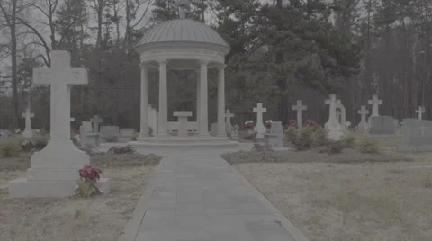 Steadycam shot of Cemetery Stock Footage 61690102