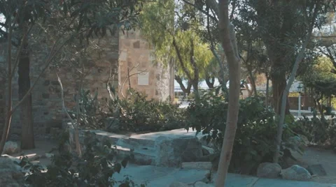 Steadycam Shot of Middle-Eastern Castle gardens. Stock-Footage 62176015