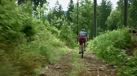 Steadycam shot of mountain biker Stock Footage 40428068