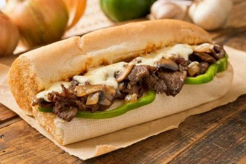 Steak and cheese sub Stock Photos