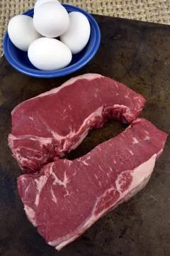 Steak and Eggs Stock Photos