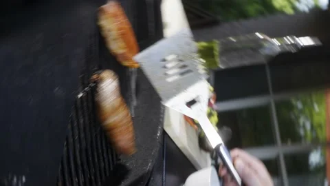 Steak and vegetable on the grill slow motion Stock Footage 220933583