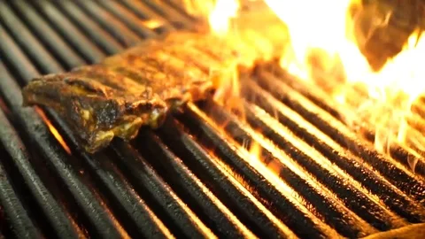 Steak On Barbecue Grill Stock Footage
