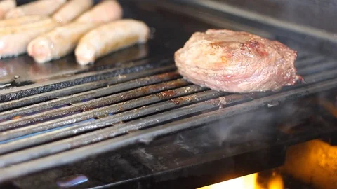 Steak on BBQ Stock Footage 125464528