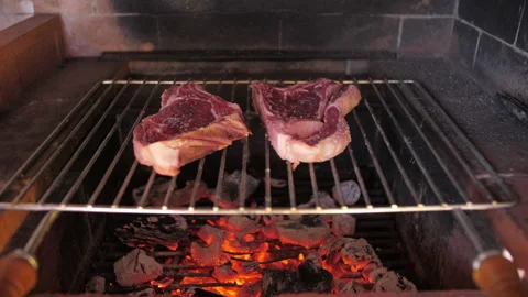 Steak beef on grill 4k Stock Footage 146462781
