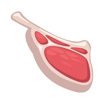 Steak with bone. Vector color vector illustration. Icon isolated on white Stock Illustration