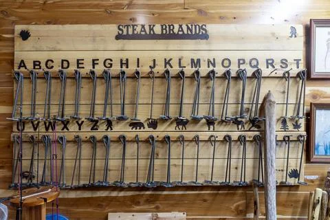 Steak brands, demonstrating of tools. Stock Photos
