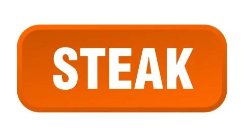 Steak button. steak square 3d push button Stock Illustration