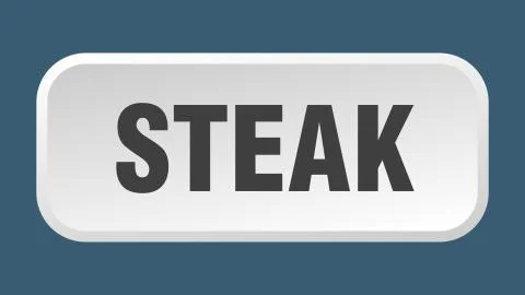 Steak button. steak square 3d push button Illustrazione stock