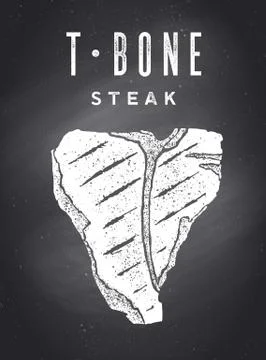 Steak, Chalkboard. Kitchen poster with steak silhouette Stock Illustration