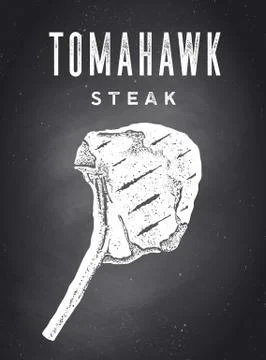 Steak, Chalkboard. Kitchen poster with steak silhouette Stock Illustration