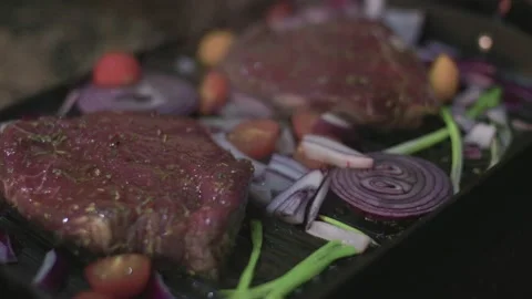 Steak Cooking Stock Footage 196582983
