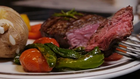 Steak Dinner Display Stock Footage