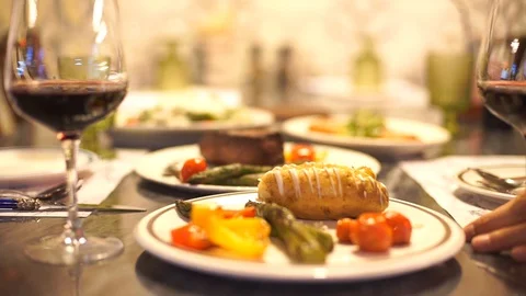 Steak Dinner Display2 Stock Footage