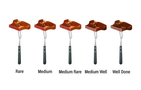 Steak doneness chart displaying different cooking levels 스톡 일러스트