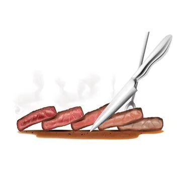Steak doneness layer vector illustration impale with steak fork slice with kn Stock Illustration